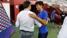 Bartomeu y Carles Aleñá en el entrenamiento del Barça / FC Barcelona