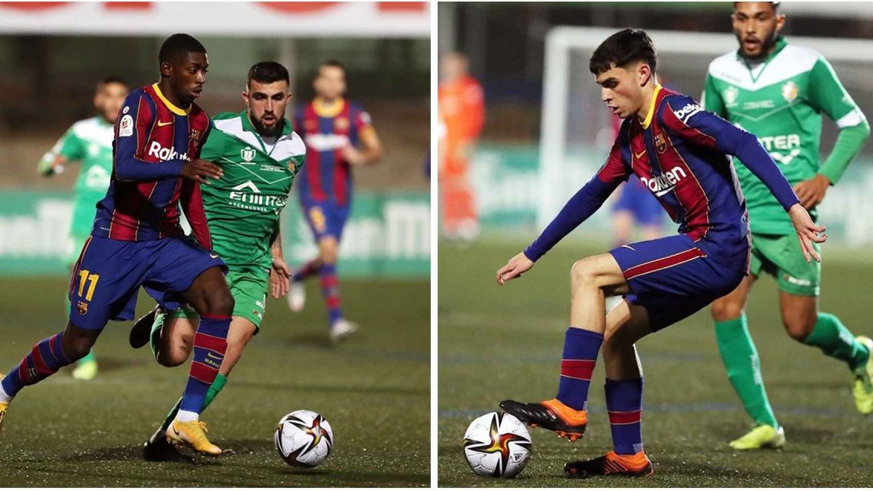 Ousmane Dembelé y Pedri González ante el Cornellà en un foto montaje / CULEMANÍA