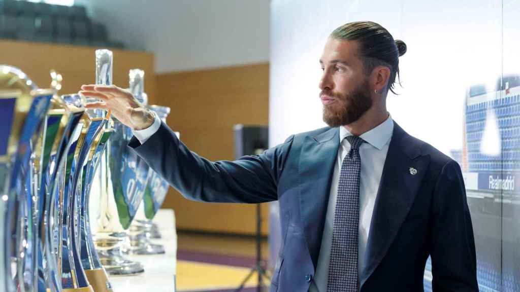 Sergio Ramos, tras su acto de despedida en el Real Madrid. / EFE