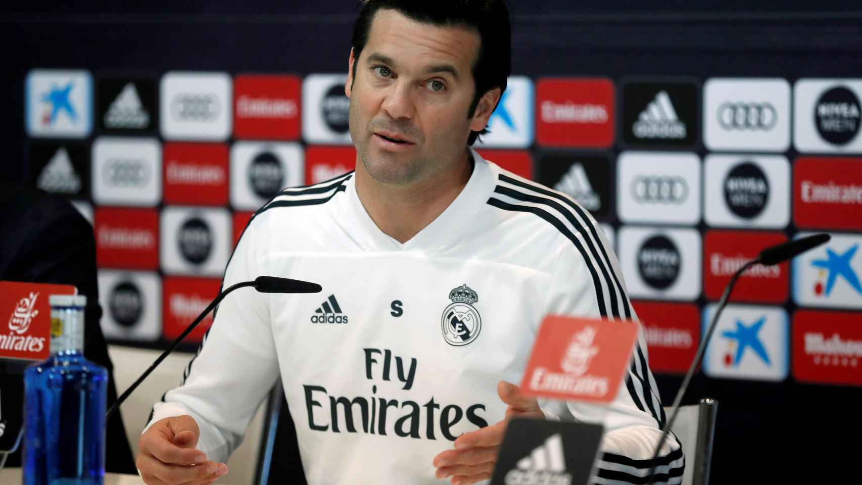 Una foto de Santiago Solari en la rueda de prensa previa al clásico / EFE