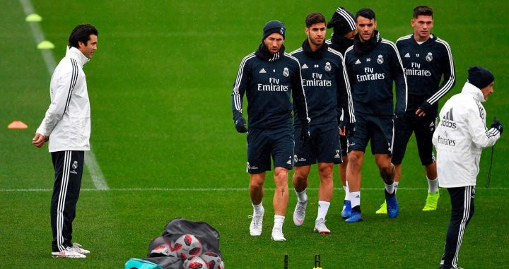 Una foto de archivo de una sesión de entrenamiento del Real Madrid con Santiago Solari al mando