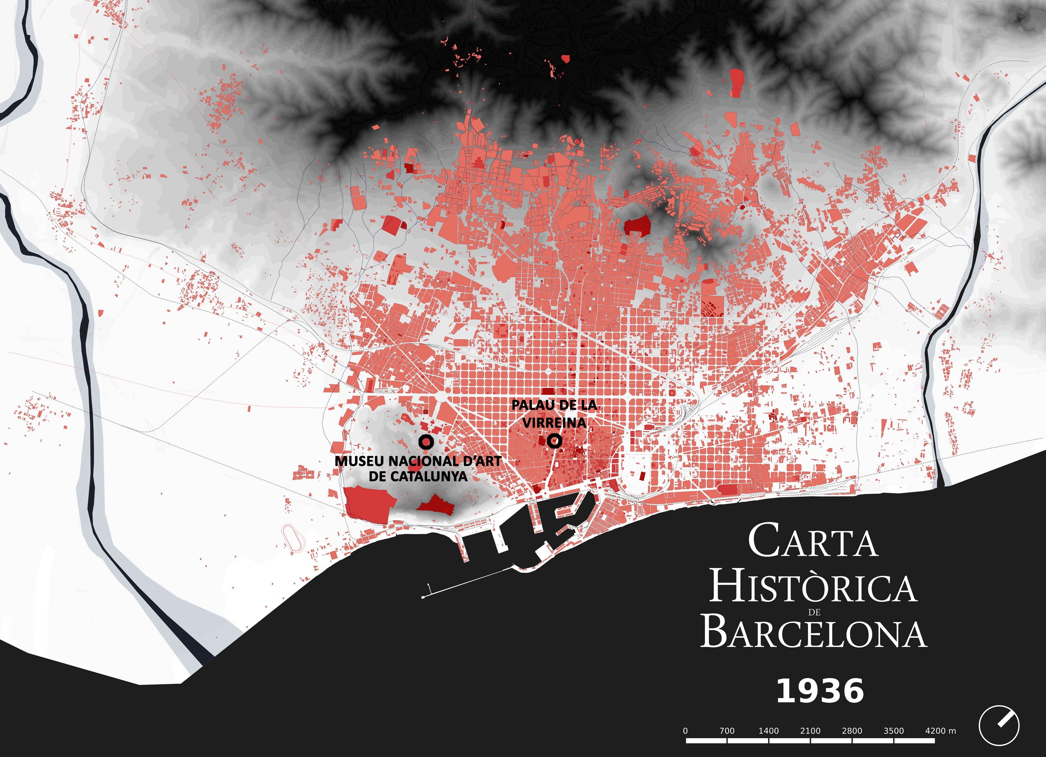 Mapa urbano de Barcelona en 1936