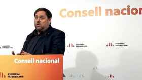 El líder de ERC, Oriol Junqueras, en el consejo nacional del partido celebrado este sábado / EP