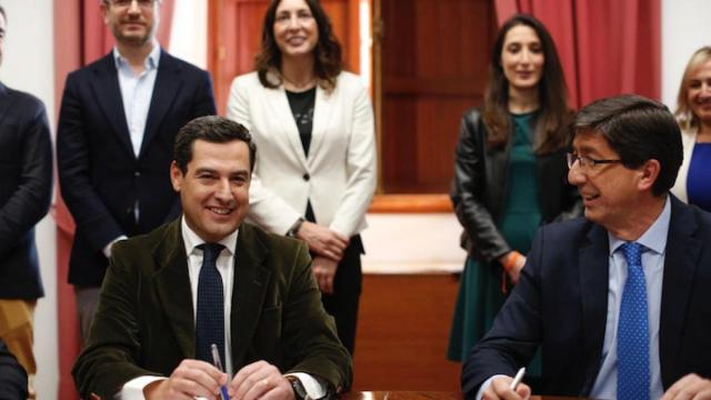 El líder del PP en Andalucía, Juanma Moreno, y el de Cs, Juan Marín / TWITTER