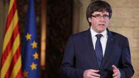 El presidente Carles Puigdemont, en el discurso televisado sobre la aplicación del artículo 155 / RUBÉN MORENO