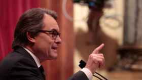 El presidente de la Generalitat en funciones, Artur Mas, durante la sesión de investidura