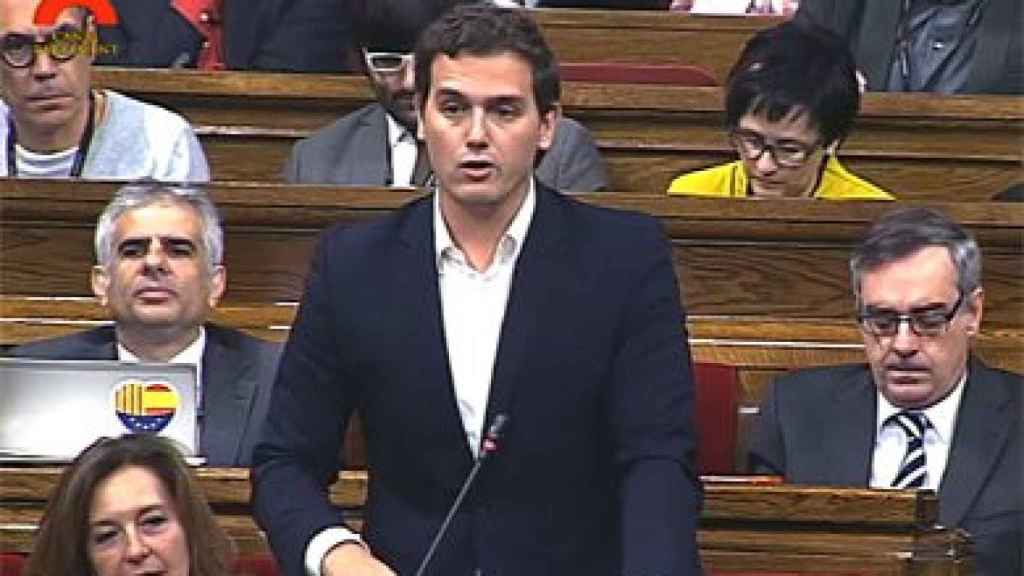 El líder de C's, Albert Rivera, en el pleno del Parlamento Autonómico de este miércoles