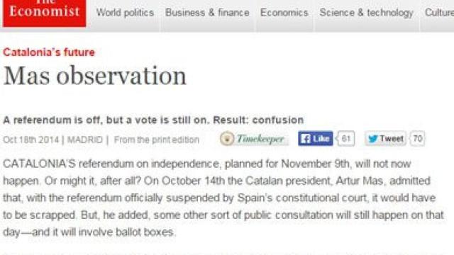 Artículo de 'The Economist' sobre Artur Mas y su proyecto secesionista