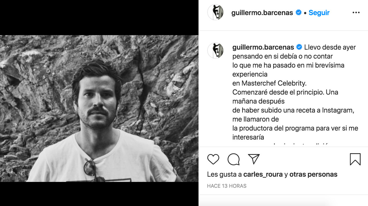 Willy Bárcenas arremete contra Televisión Española tras ser vetado en 'MasterChef Celebrity 5' / INSTAGRAM