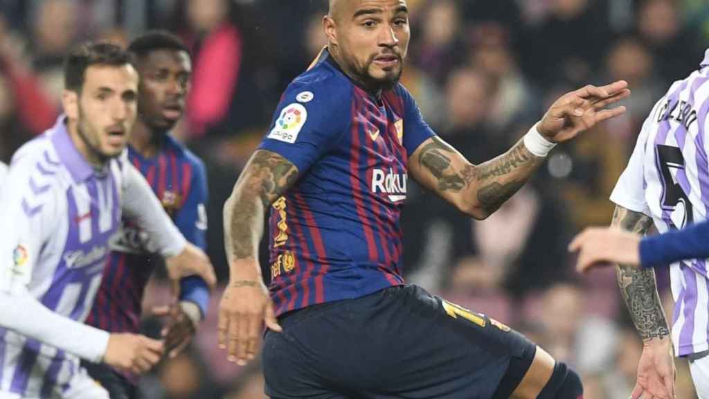 Una foto de Prince Boateng durante el Barça Valladolid / FCB