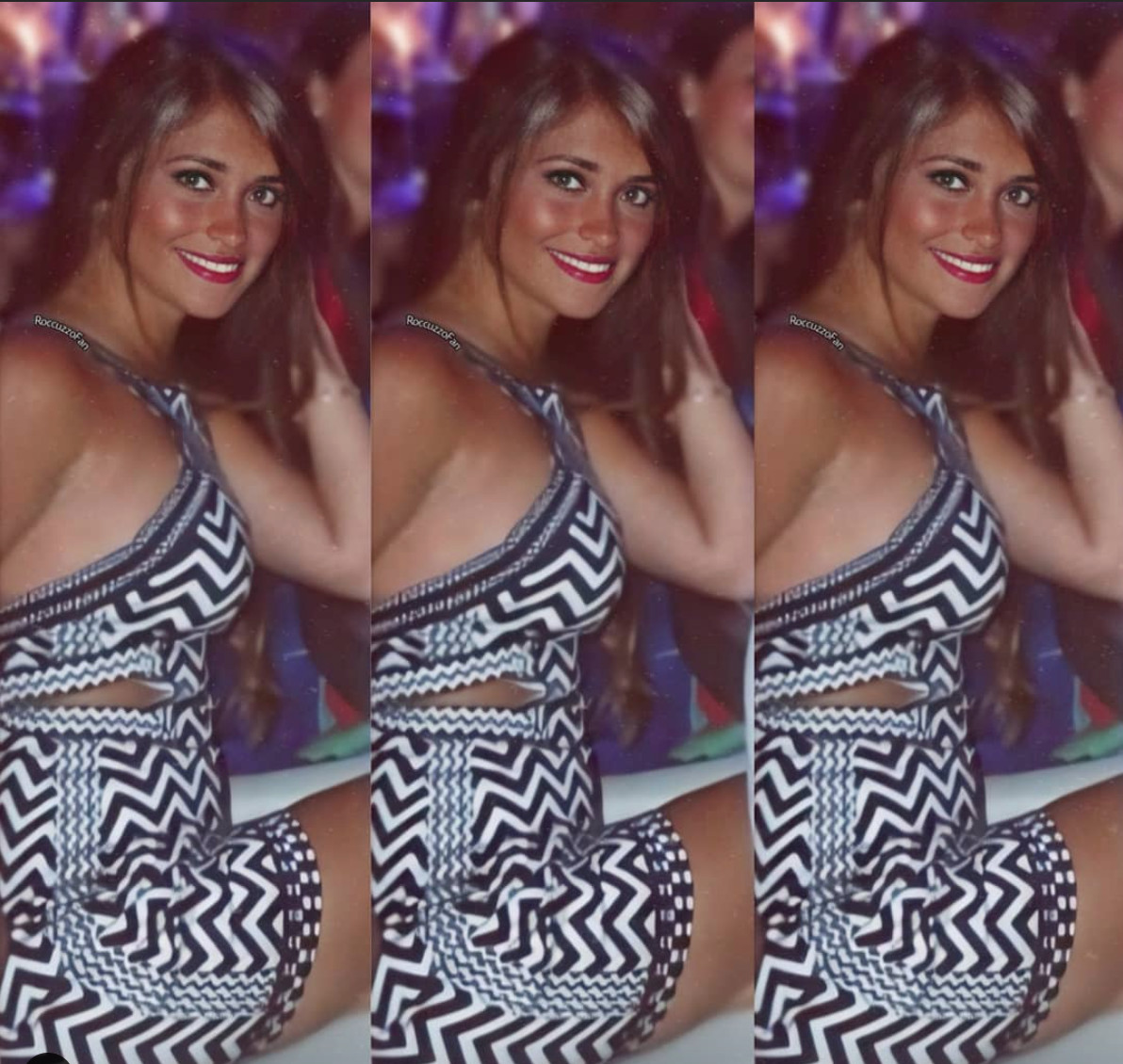 Antonella Roccuzzo vestido a rayas