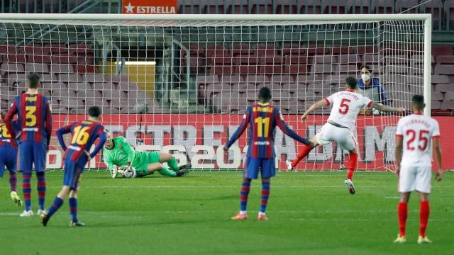 Ter Stegen, tras parar un penalti al Sevilla en la Copa del Rey| EFE