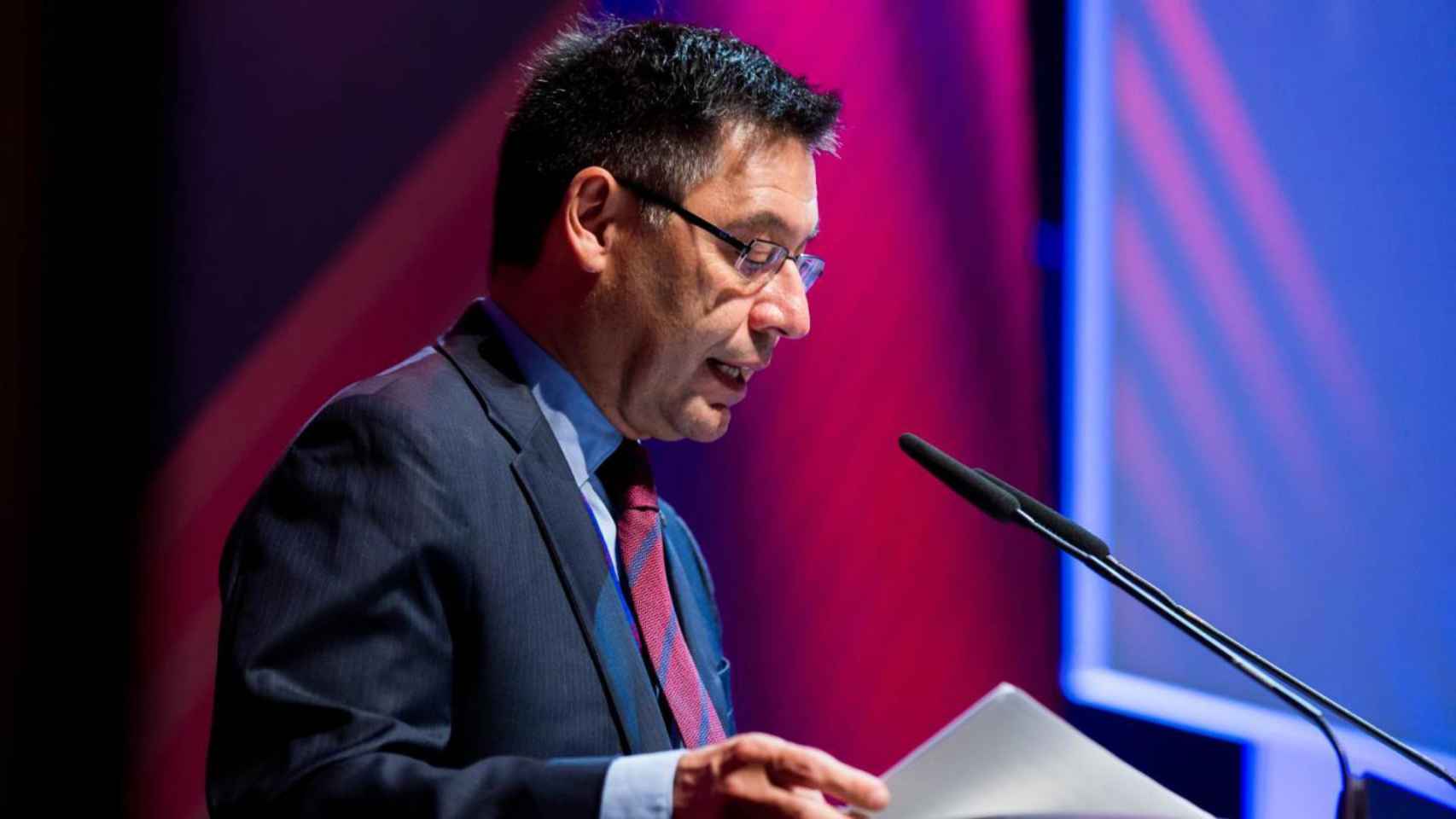 Una foto de Josep Maria Bartomeu ante el Senado del Barça / FCB