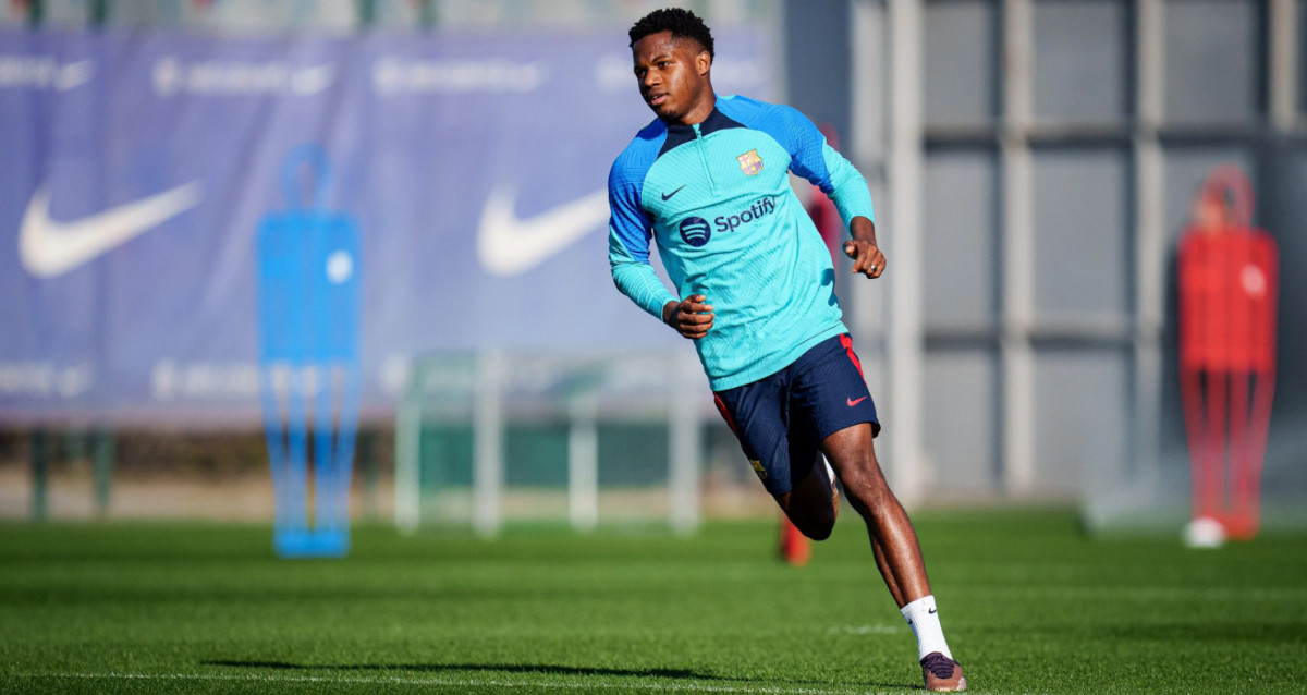 Ansu Fati en un entrenamiento del Barça FCB