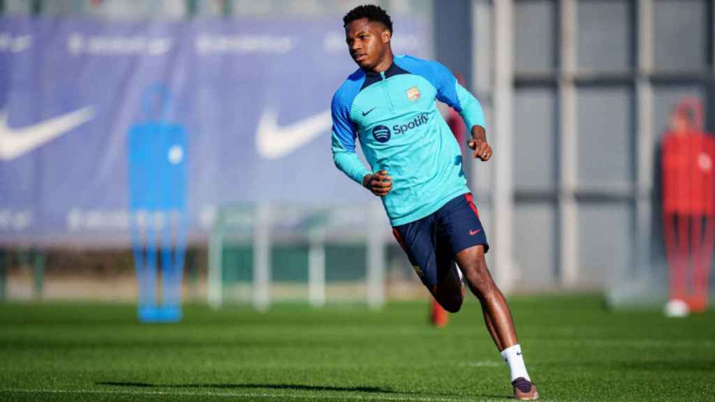 Ansu Fati en un entrenamiento del Barça FCB