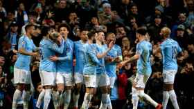 Los jugadores del Manchester City de Guardiola celebrando un gol / EFE