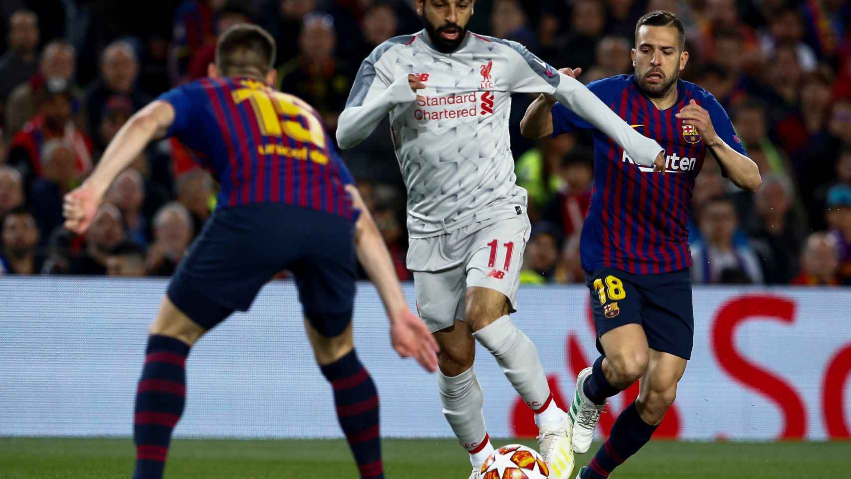 Una foto de Mo Salah durante el Barça - Liverpool / EFE