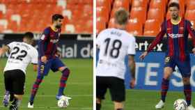 Gerard Piqué y Clément Lenglet en Mestalla en el Barça-Valencia en un fotomontaje / FCB