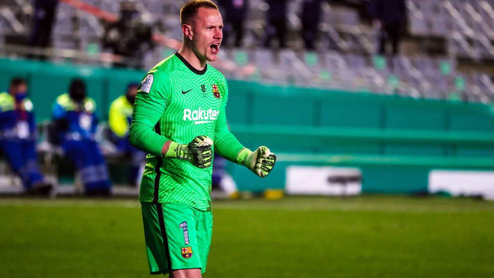 Ter Stegen celebrando una de sus paradas en la tanda de penaltis / FC Barcelona