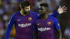 Umtiti y Piqué, durante un partido del Barça/ FCB