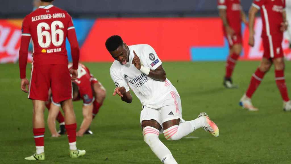 Vinicius, celebrando un gol contra el Liverpool | EFE