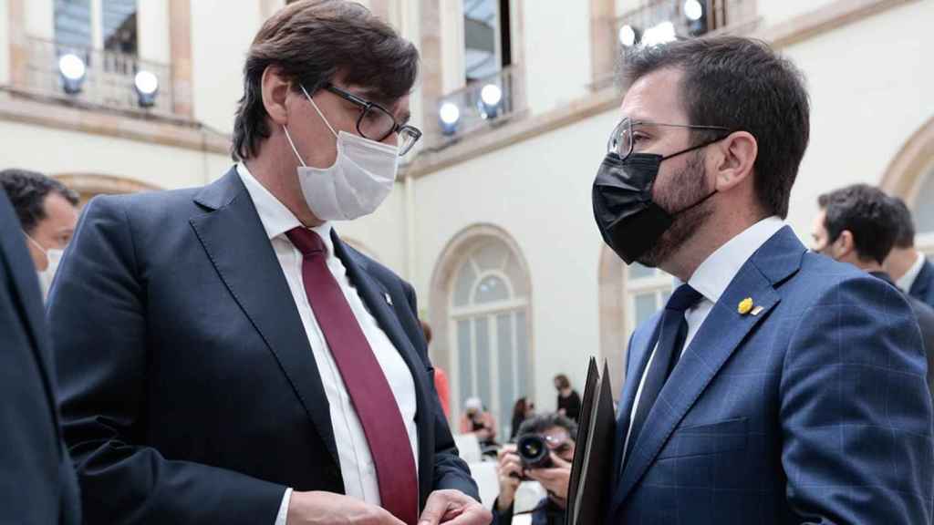 Pere Aragonès (ERC) y Salvador Illa (PSC), en el Parlament / PARLAMENT