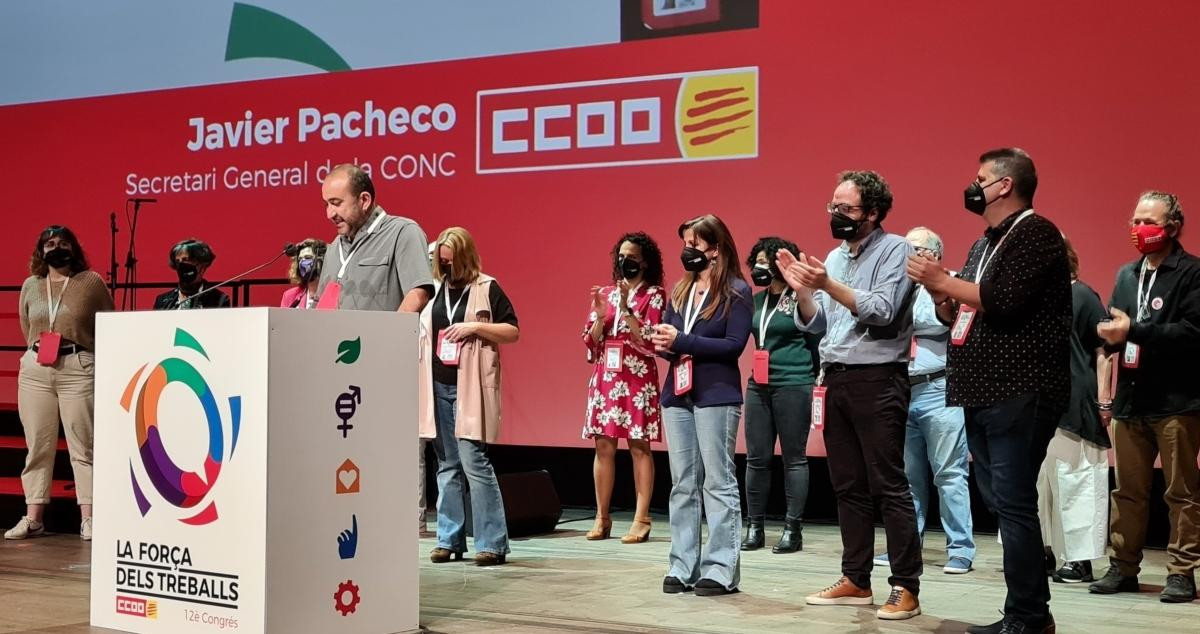 Javier Pacheco, en el acto de clausura del XII congreso de CCOO de Cataluña / EP