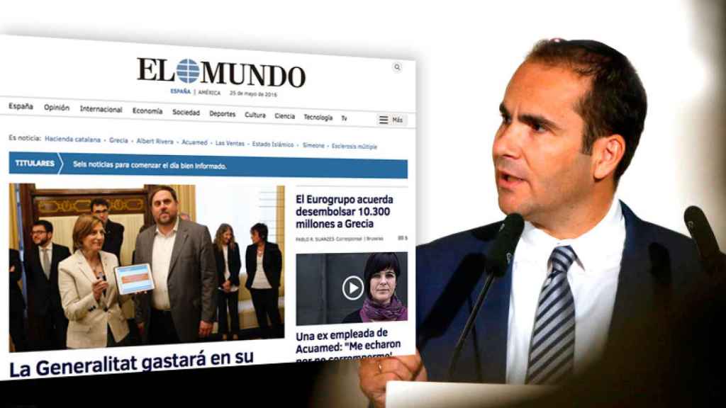 David Jiménez, el hasta ahora director del Mundo con la portada de la web de hoy.