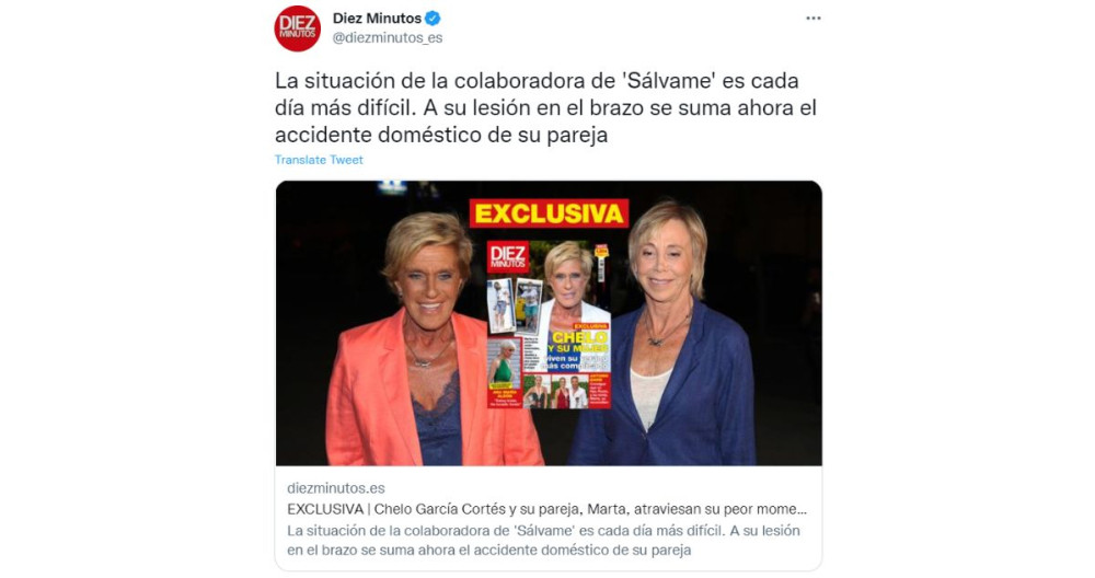 Publicación de la revista 'Diez Minutos' en Twitter / @diezminutos_es