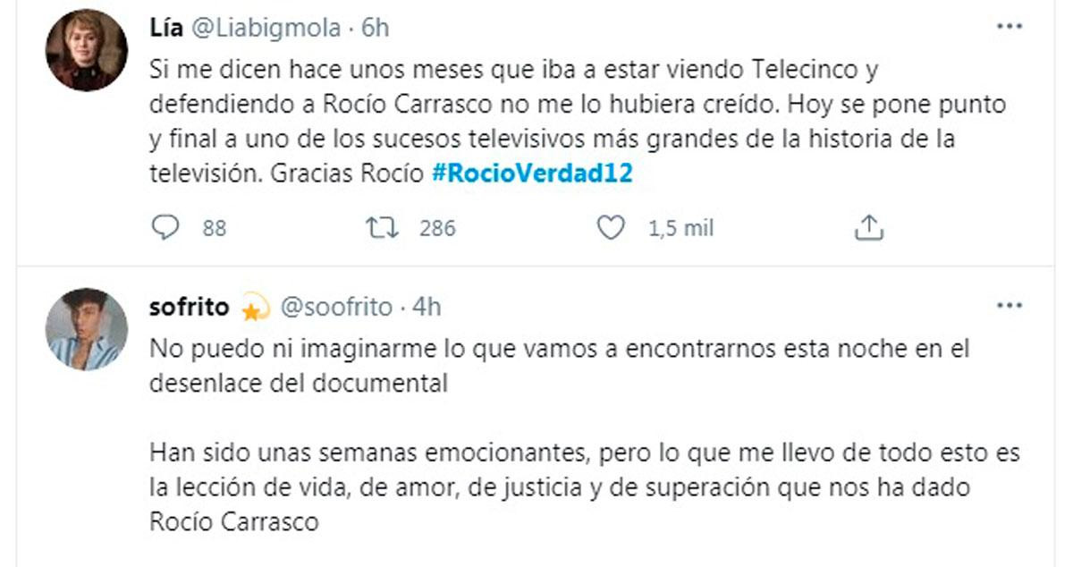 Los internautas a favor de Rocío Carrasco /TWITTER