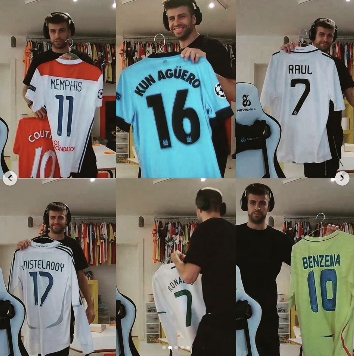 Piqué enseña sus camisetas