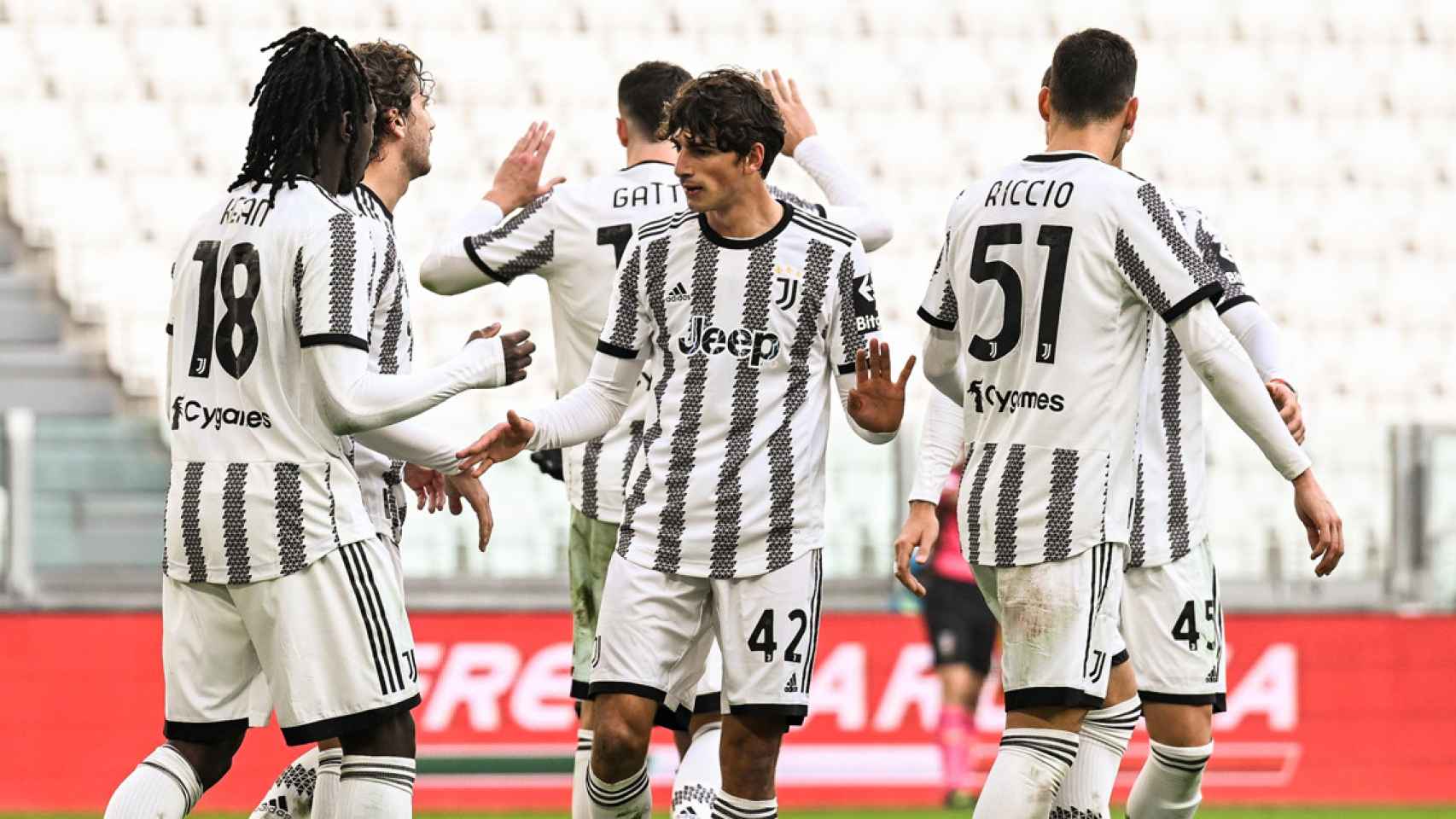 Los jugadores de la Juventus, durante un amistoso contra el Rijeka / JUVENTUS