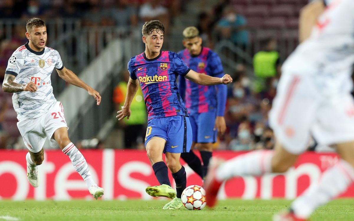 Gavi debutando en Champions. Dinamo de Kiev / FC Barcelona