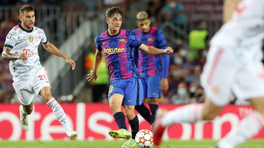 Gavi debutando en Champions. Dinamo de Kiev / FC Barcelona