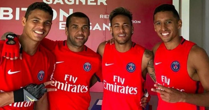 Thiago Silva, Dani Alves, Neymar Júnior y Marquinhos / EFE