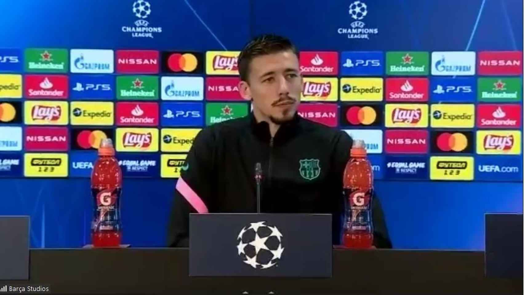 Lenglet en la rueda de prensa previa al Dinamo de Kiev / FC BARCELONA