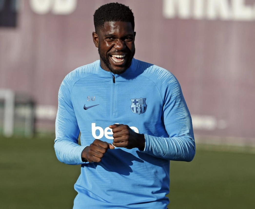 Una foto de Samuel Umtiti durante un entrenamiento del Barça / FCB