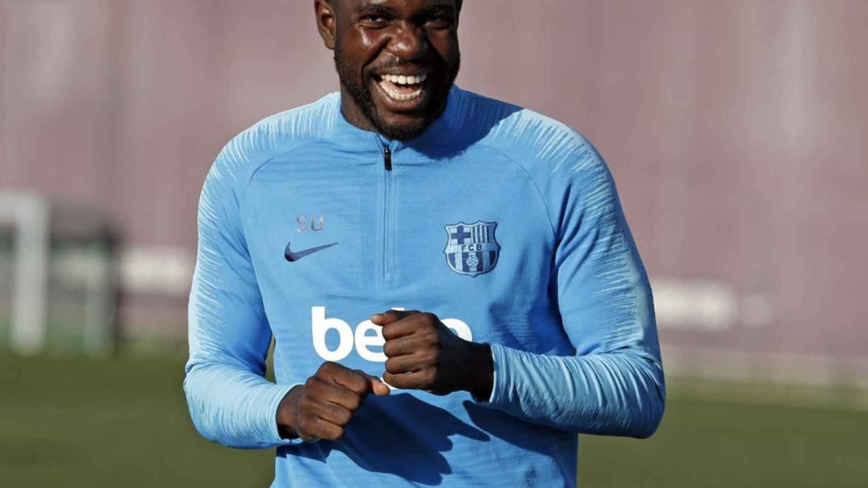 Una foto de Samuel Umtiti durante un entrenamiento del Barça / FCB