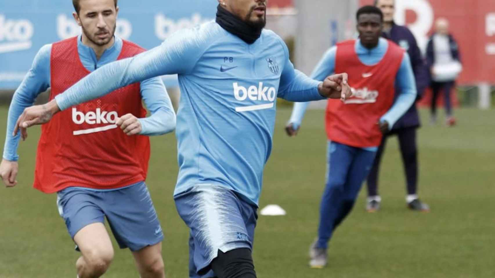 Una foto de Prince Boateng durante un entrenamiento del Barça / FCB