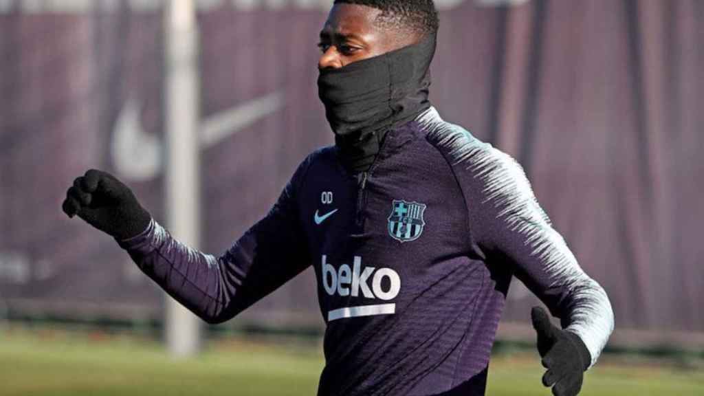 Una foto de Ousmane Dembelé durante un entrenamiento del Barça / EFE