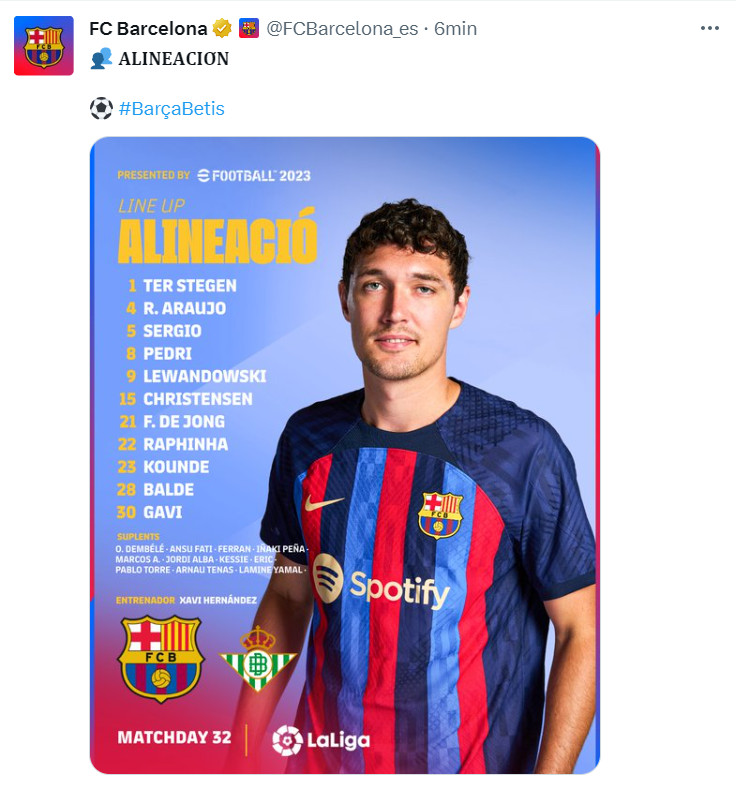 Andreas Christensen vuelve al once del Barça contra el Betis tras un mes de lesión FCB