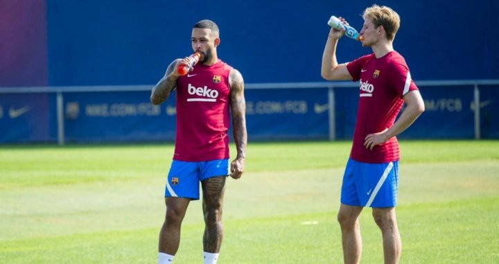 Depay y De Jong en un entrenamiento / FC Barcelona