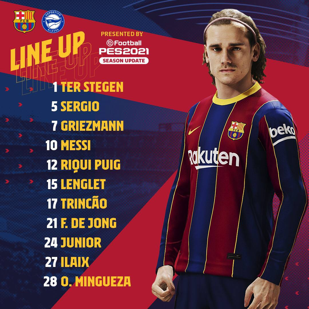 El 11 del Barça para medirse al Alavés en Liga en el Camp Nou / FCB