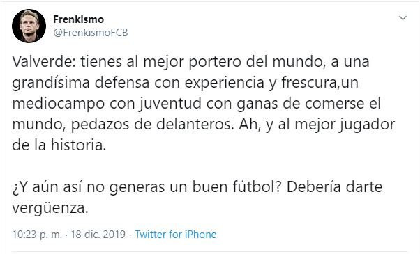 Debería darte vergüenza Valverde