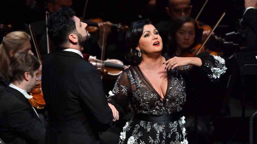 Imagen de la soprano Anna Netrebko y su marido, Yusif Eyvazov, en la representación del lunes en el Liceu / LICEU