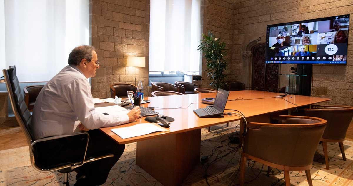 Quim Torra en su reunión telemática con directores de centros escolares / GOVERN