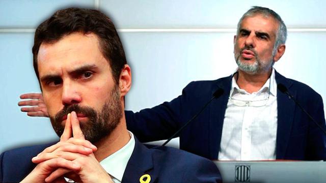El portavoz de Ciudadanos en el Parlament, Carlos Carrizosa, y Roger Torrent / CG