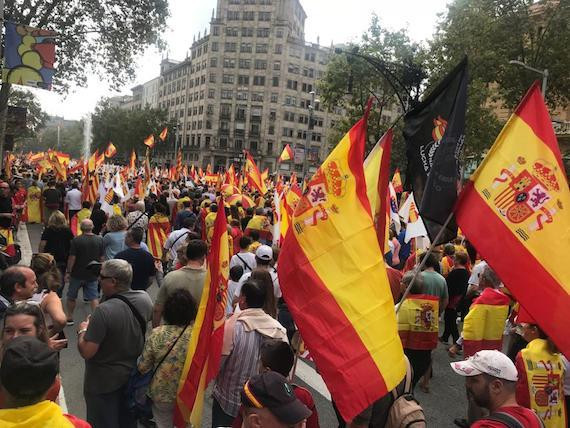 Imagen del paseo de Gràcia durante la manifestación del 12-O