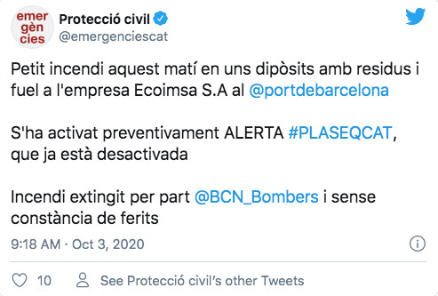 Protección Civil informa sobre el incendio en el puerto / TWITTER