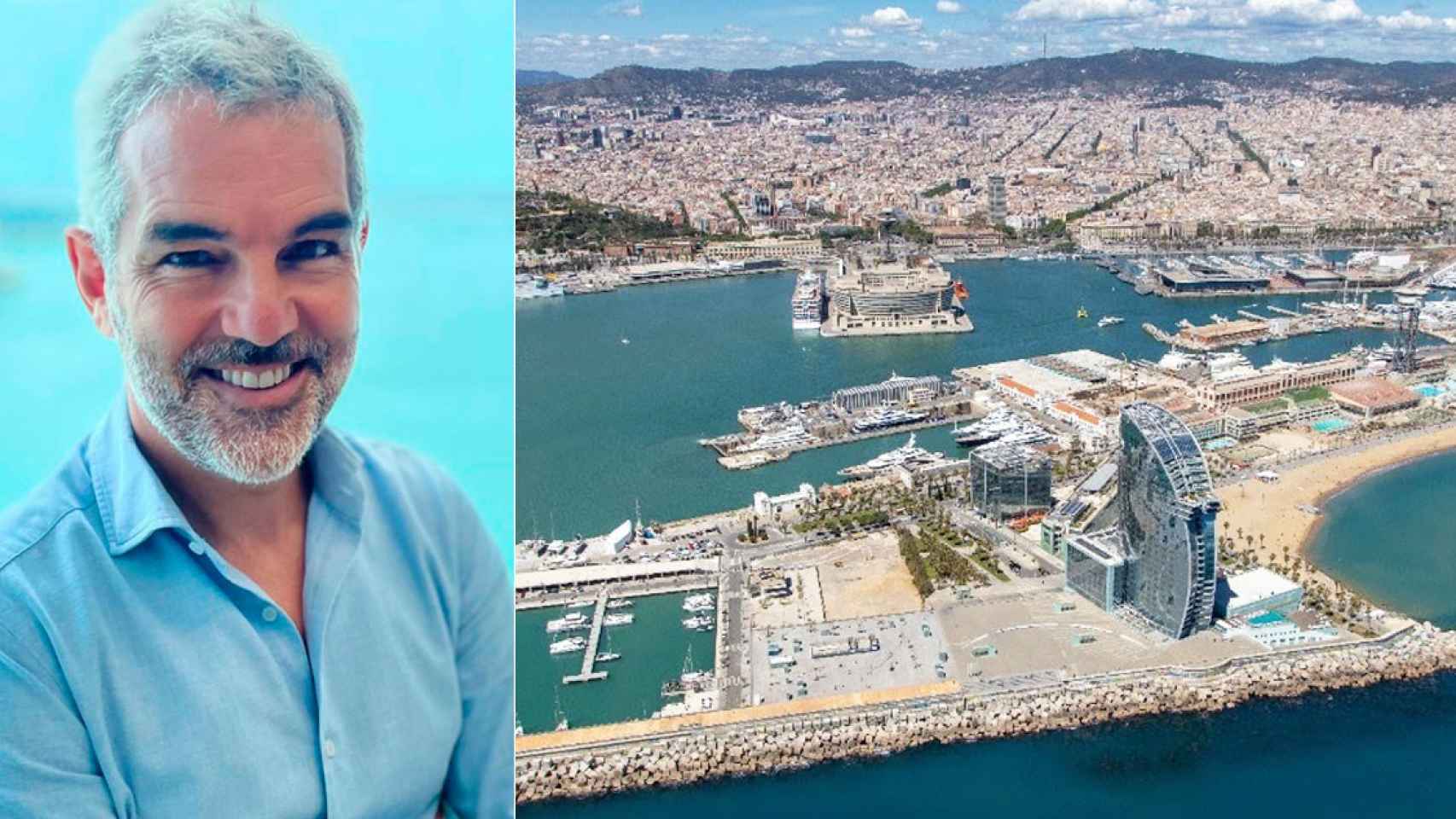 El empresario Dani Puig y una vista general del Puerto de Barcelona / CG